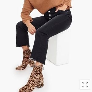 Good Cond't: JCrew Sadie ankle boots in leopard calf hair, sz 9